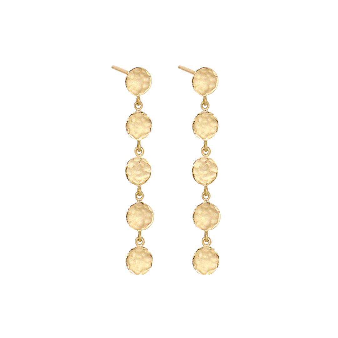 Earrings- 18k 5 Gold disc drop