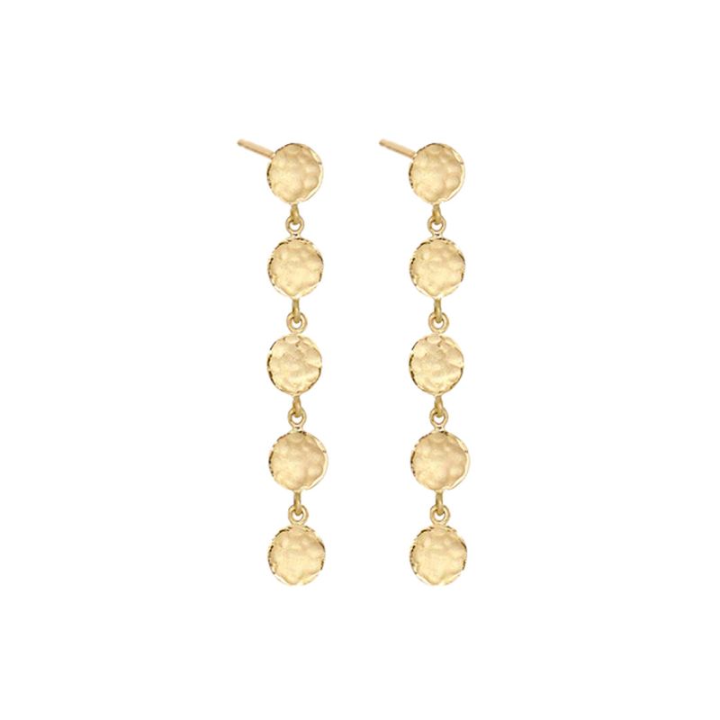 Earrings- 18k 5 Gold disc drop