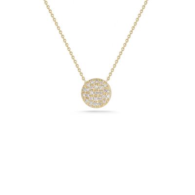 Necklace- Lauren Joy Medium Disc 18" YG, .12ctw