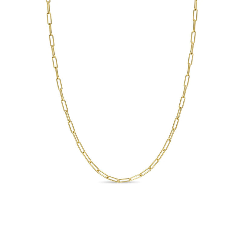 Necklace- 14k gold small paperclip chain - 18" long