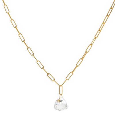 Necklace- 'Luna' Paperclip w. 14k Pyramid Topaz, 18"