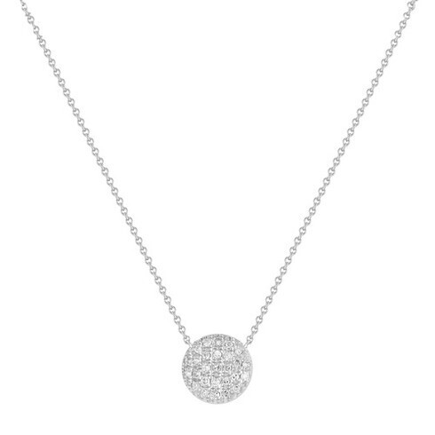 Necklace- Lauren Joy Medium Disc 16"  WG, .12tcw