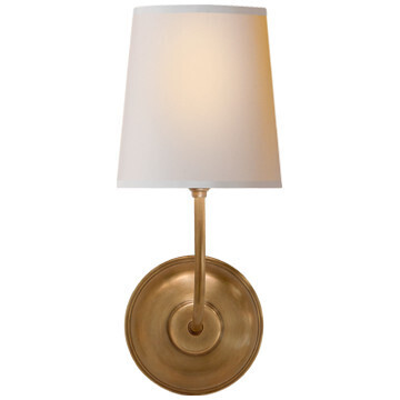 TOB 2007HAB-NP Vendome Single Sconce in Hand-Rubbed Antique Brass with Natural Paper Shade