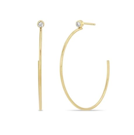 earrings- 14k Diamond Bezel Med Hoops