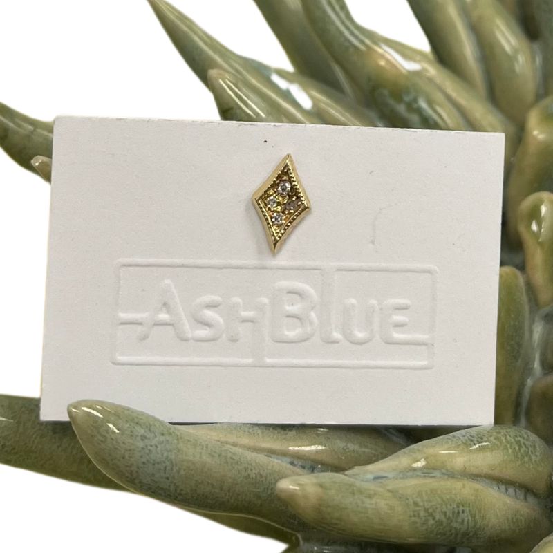 Was $370 - Earring- Single Kite Stud Pave Diamond 14k