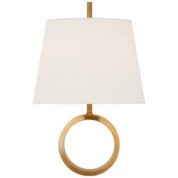 TOB 2630HAB-L Simone Small Sconce in Hand-Rubbed Antique Brass with Linen Shade