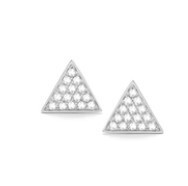 Was $495 - Earrings- Emily Sarah Triangle Studs 14k White gold with .12 tcw of Diamonds