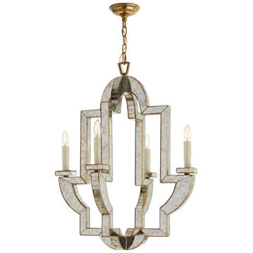 NW 5040AM/HAB Lido Medium Chandelier in Antique Mirror and Hand-Rubbed Antique Brass