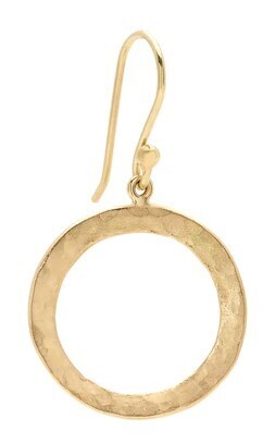 Earring- Hammered Open Disc Hook 18k