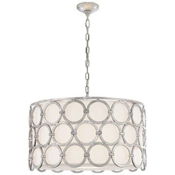 SK 5536BSL-L Alexandra Medium Hanging Shade in Burnished Silver Leaf with Linen Shade