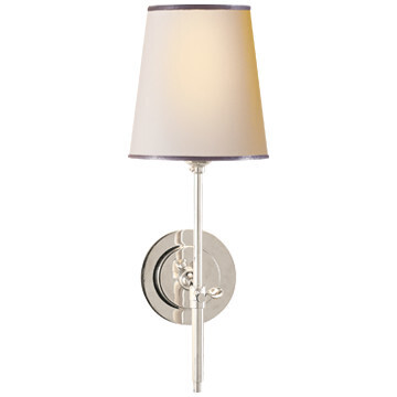 TOB 2002PN-NP/ST Bryant Sconce in Polished Nickel with Natural Paper Shade and Silver Tape