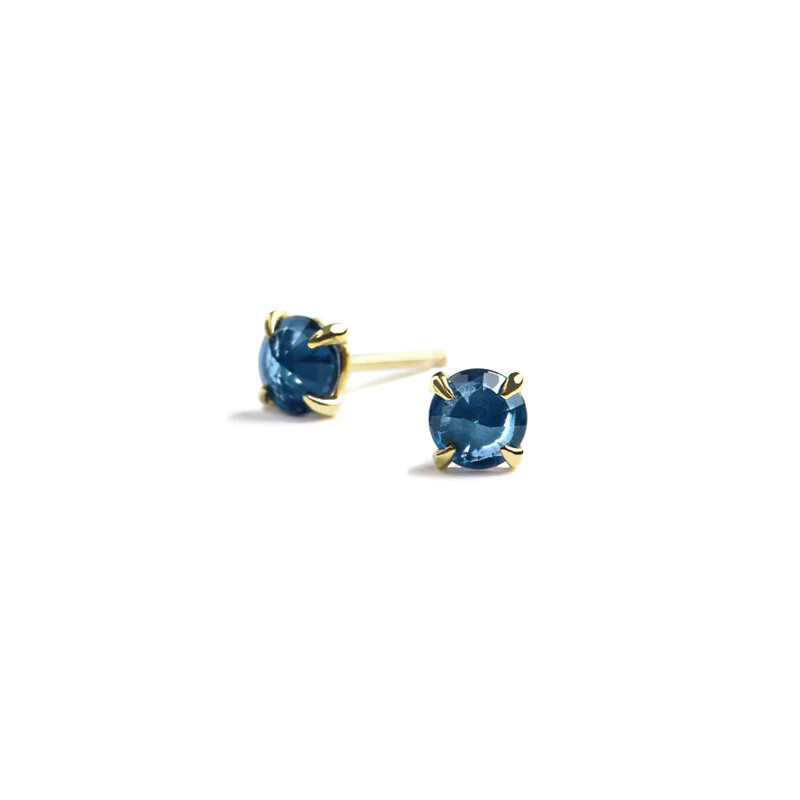 Clarence Studs Blue Sapphire 14k, .95ct