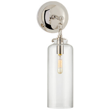 TOB 2225PN/G3-CG Katie Small Cylinder Sconce in Polished Nickel with Clear Glass