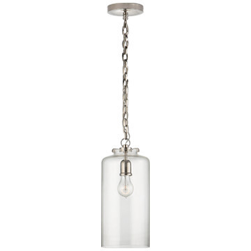 TOB 5226PN/G3-CG Katie Cylinder Pendant in Polished Nickel with Clear Glass