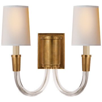 TOB 2033HAB-NP Vivian Double Sconce in Hand-Rubbed Antique Brass with Natural Paper Shades