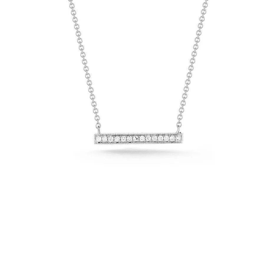 Necklace- Sylvie Rose Medium Bar 16in 14k WG, .07 tcw