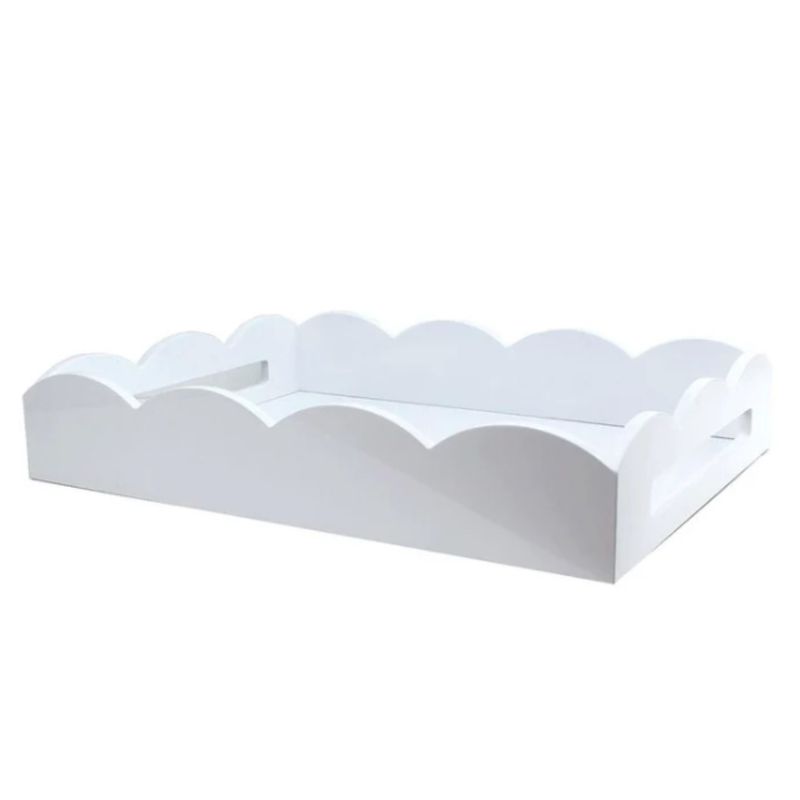 17x13 Scalloped Tray White