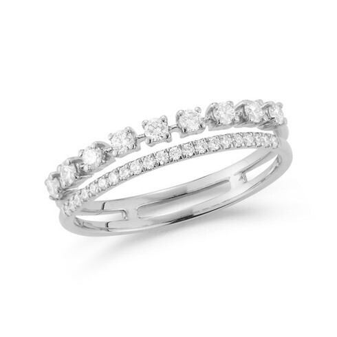 Ring- Ava Bea Double Row Ring 14k WG 0.34ct, sz 6.5