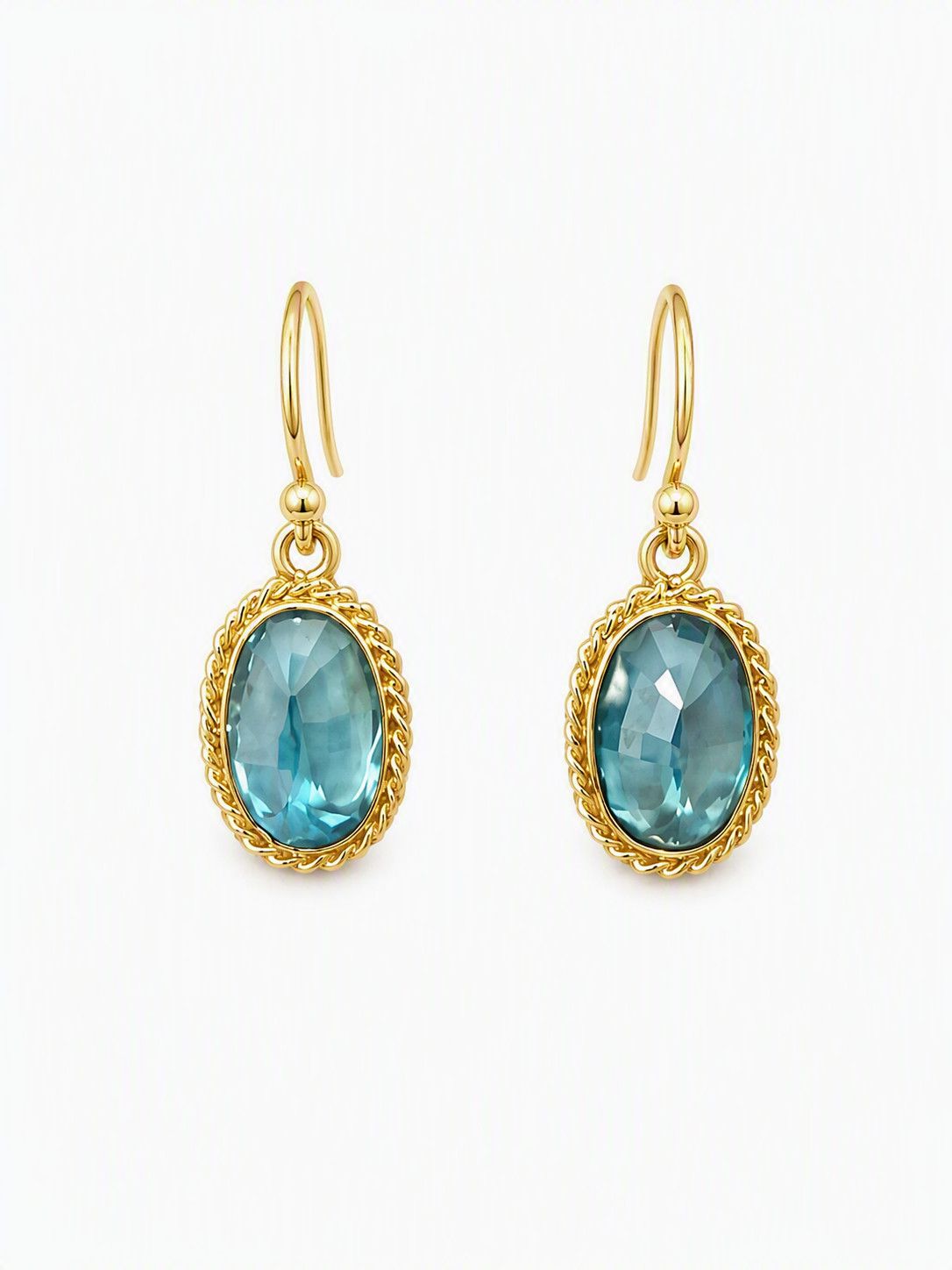Earrings- OAK Blue Zircon, 6.22ct, 18k