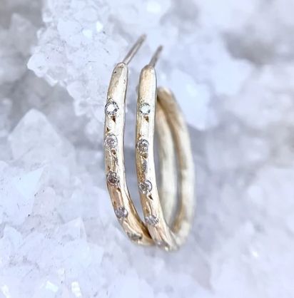 Earrings -  Medium Branch Diamond Hoops