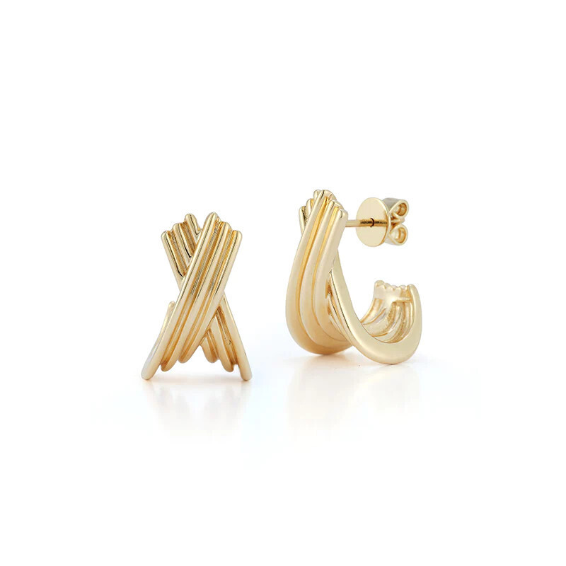Earrings- Nana Bernice Lg Crossover Hoop, YG Earrings- Nana Bernice Lg Crossover Hoop, YG