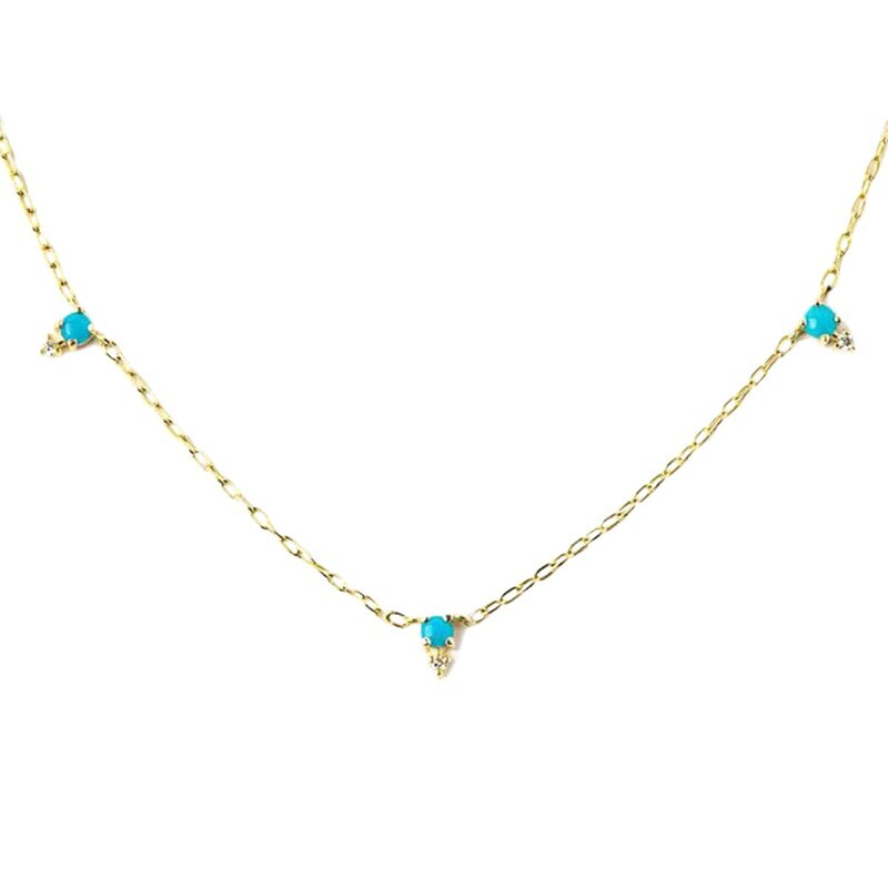 Devere Necklace- Turq and Dia, 15-16"