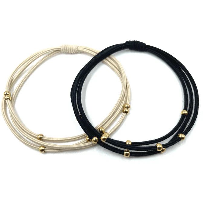Water Pony Bracelet Band-, Color: Blk/Beige