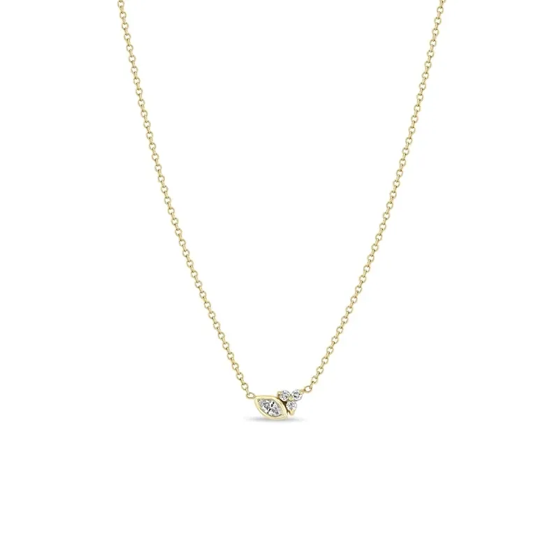 Necklace- 14k Bezel Set Marquise &amp; Prong Trio Diamond