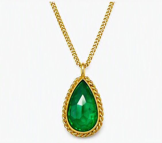 Necklace- OAK Emerald 1.1ct, 18k, 16-18" Necklace- OAK Emerald 1.1ct, 18k, 16-18"