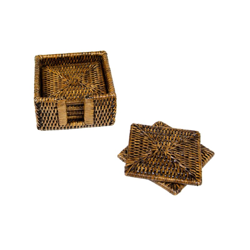 Rattan Square S/6 Coasters