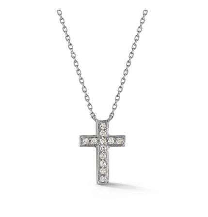 Necklace- DRD Diamond Cross- WG, 16"
