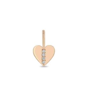 Charm- 14kHeart w. Pave Line