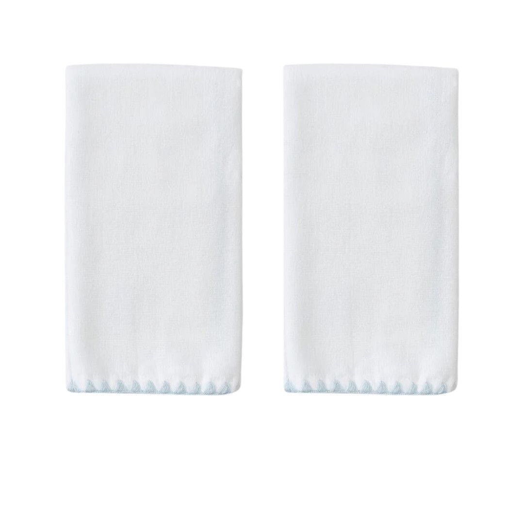 Pair Stitch Edge Pwdr Bath Towel, Stand.-, Color: Lt Blue on Wht