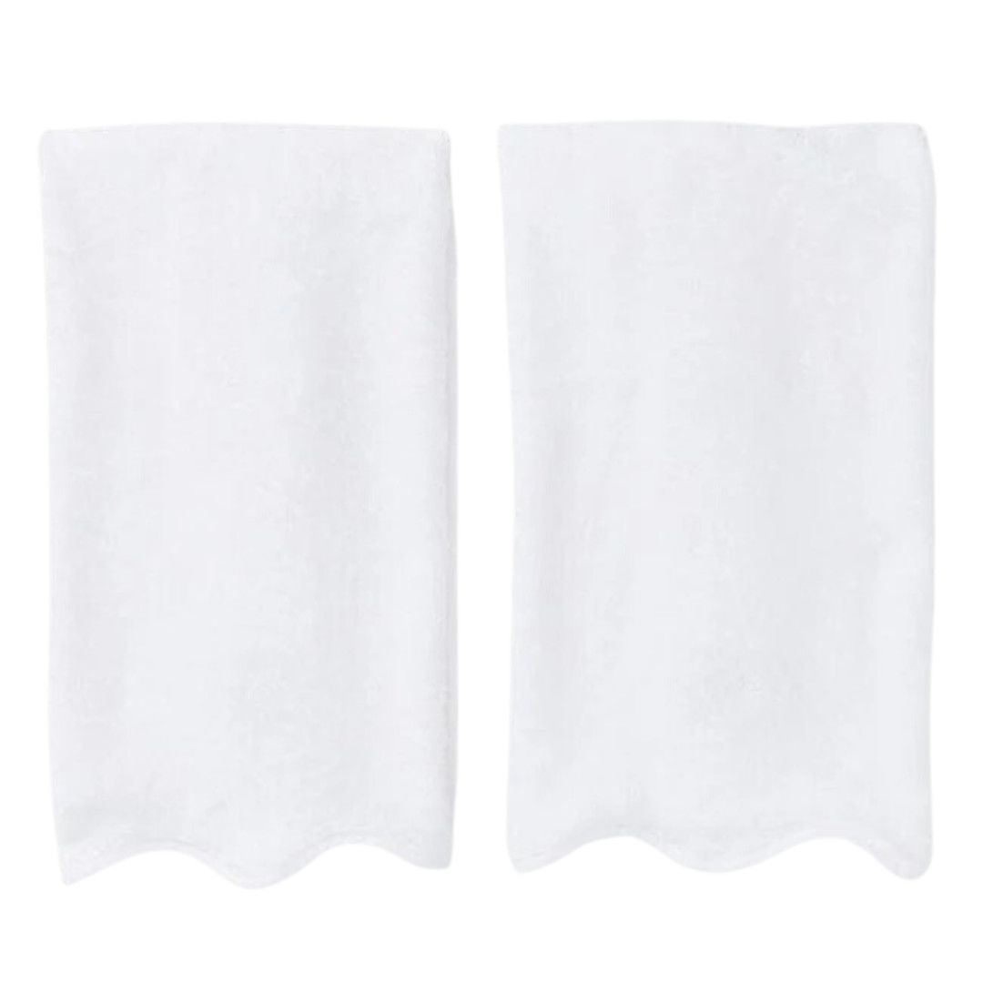 Scalloped Hand Towel, Pair, Color: White
