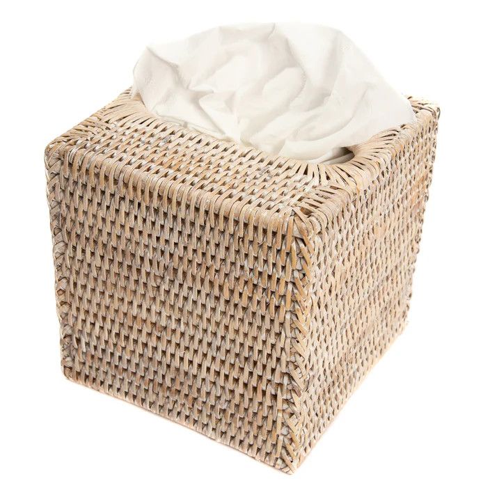 Column Tissue Box-, Color: Wht Wash