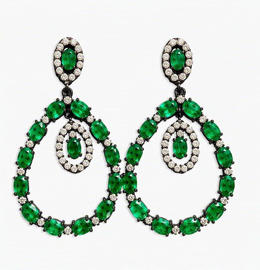 Earrings- Emerald Open Teardrop