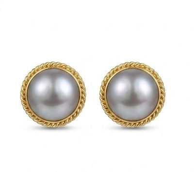 Earrings- 18k Mabe Pearl studs