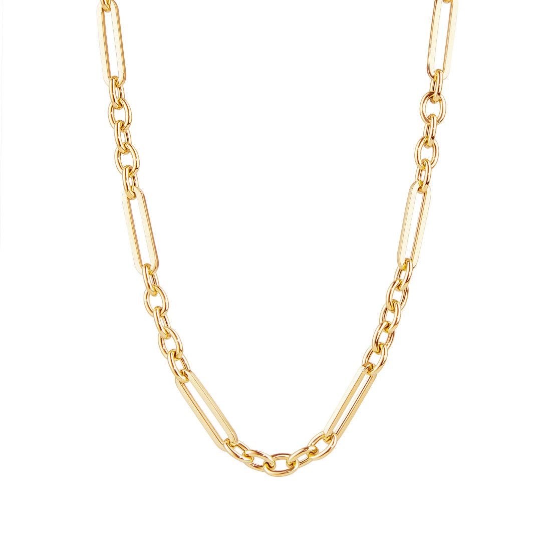 18k Paper Clip Rolo Chain, 18"