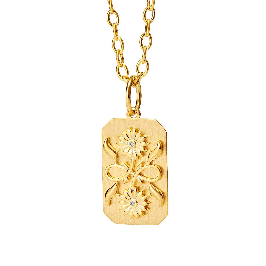 18k Jardin Sunflower Tag Pendant