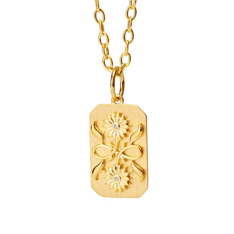 18k Jardin Sunflower Tag Pendant