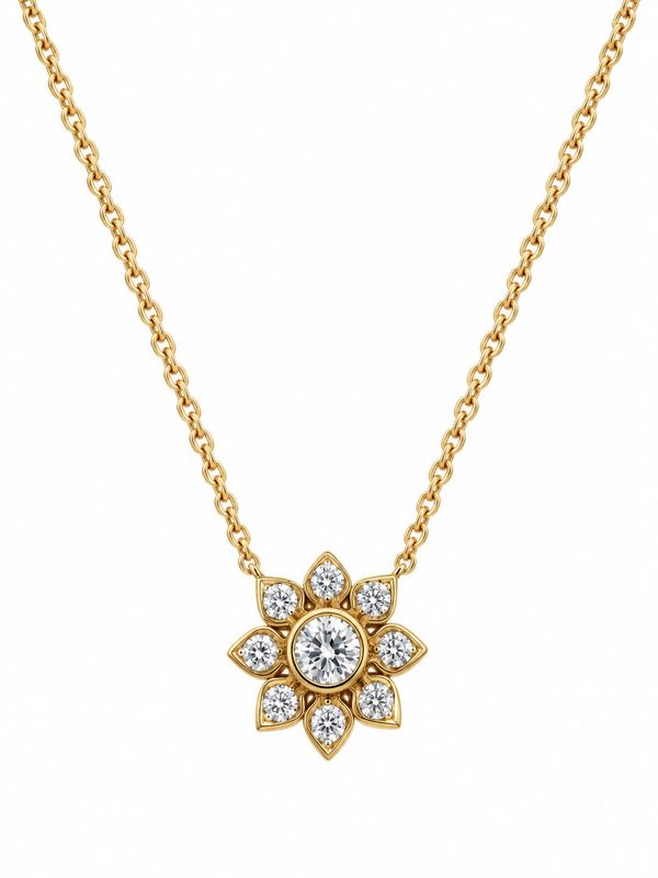 18k Diamond Flower Necklace