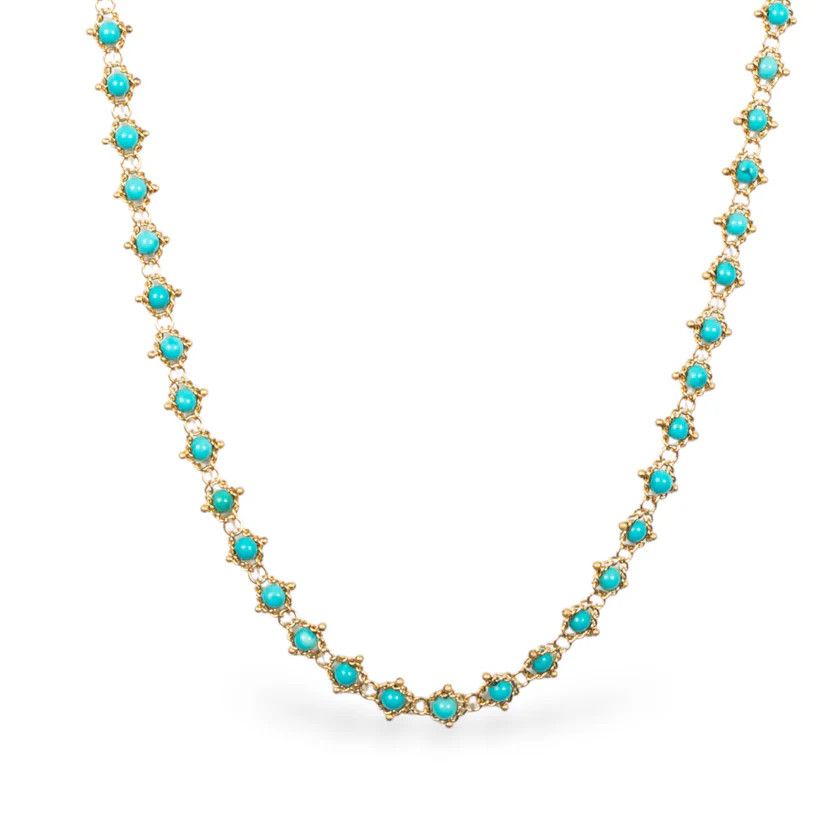 Necklace - Woven Turquoise 8.5cts 18K 16-18"