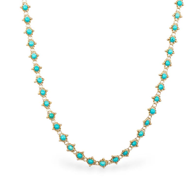 Necklace - Woven Turquoise 8.5cts 18K 16-18"