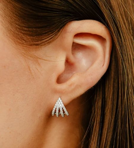 Earrings- Sarah Leah 4 Burst Huggies 14k WG .41 ct
