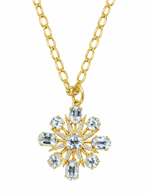 18k Cosmic Pendant Rock Crystal &amp; Dia