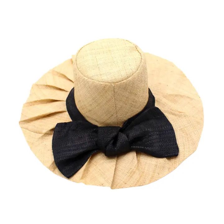 Hat- 5" Fan Pleated w. Bow-, Color: Black