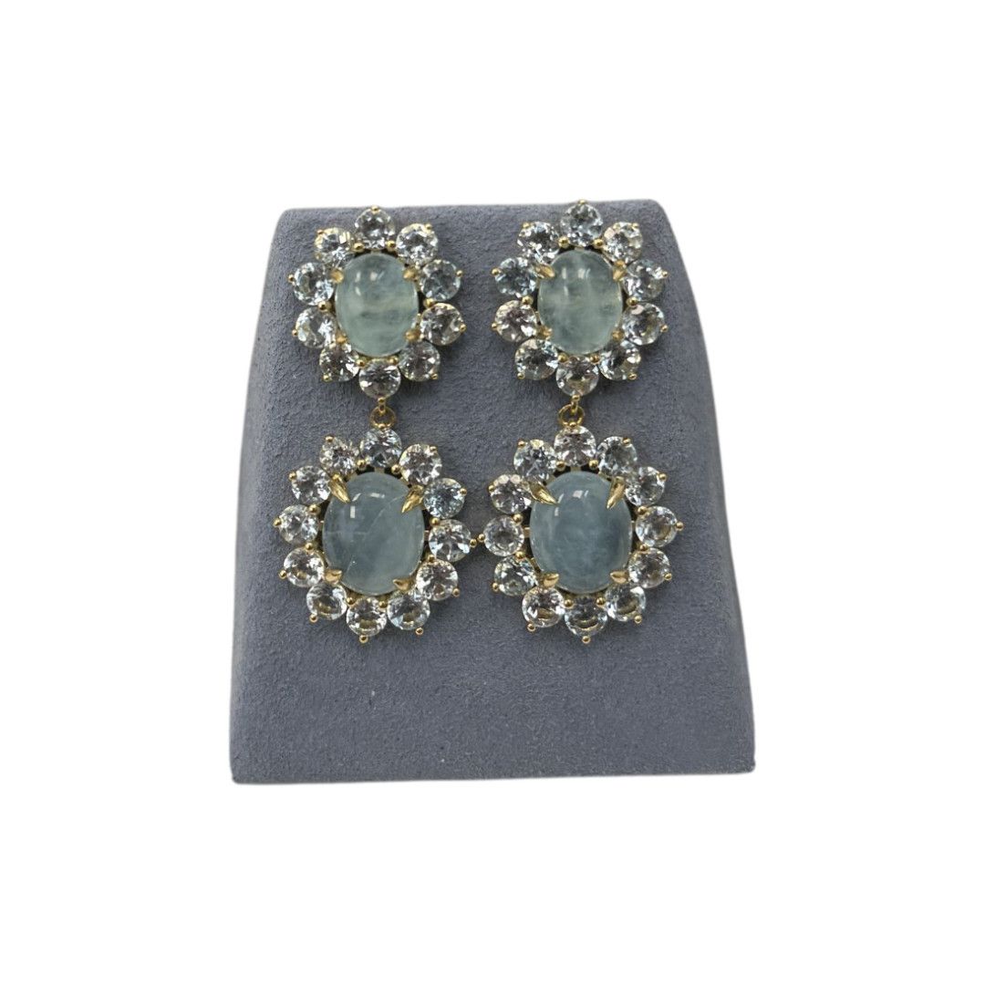 Double Oval Halo GP-, Color: Aqua / Blue Topaz