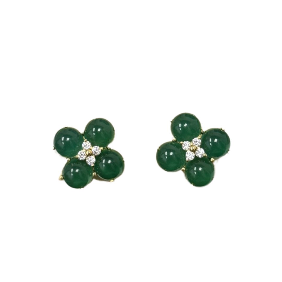 4 Rnd Green Agate Flower, GP