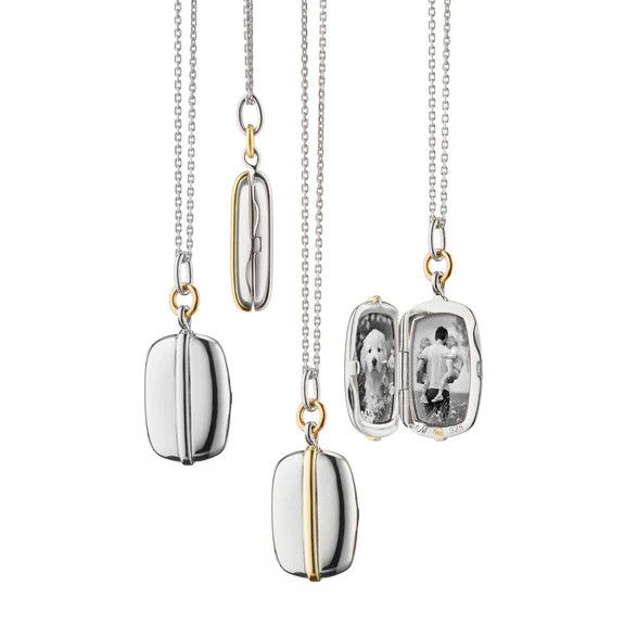 Locket- SS / 18k YG 3/4" slim Rect "Brie" 32"