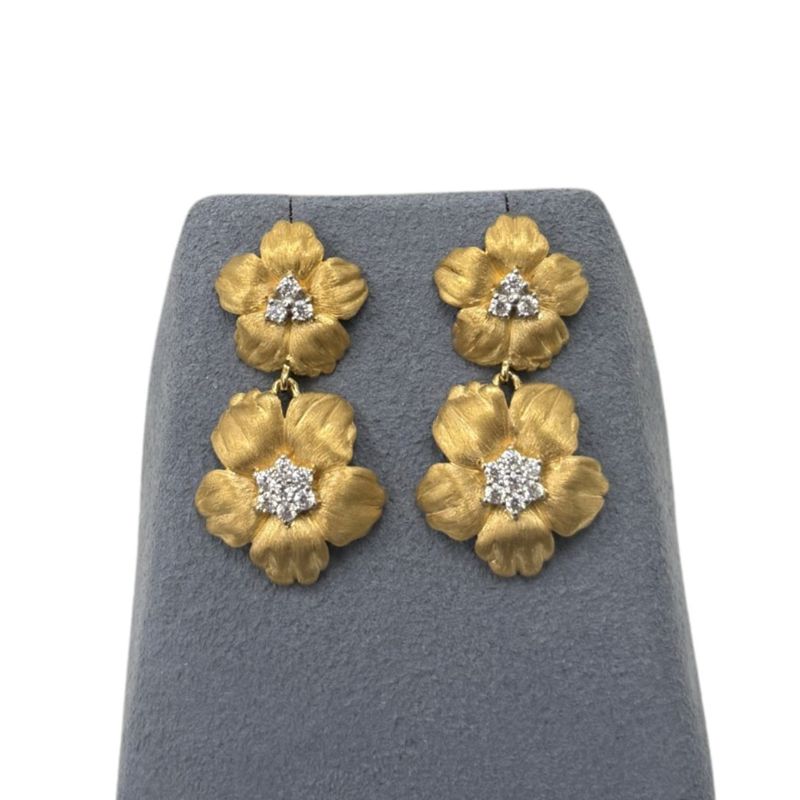 Sm Dbl Flower Earrings- CZ Center, GP